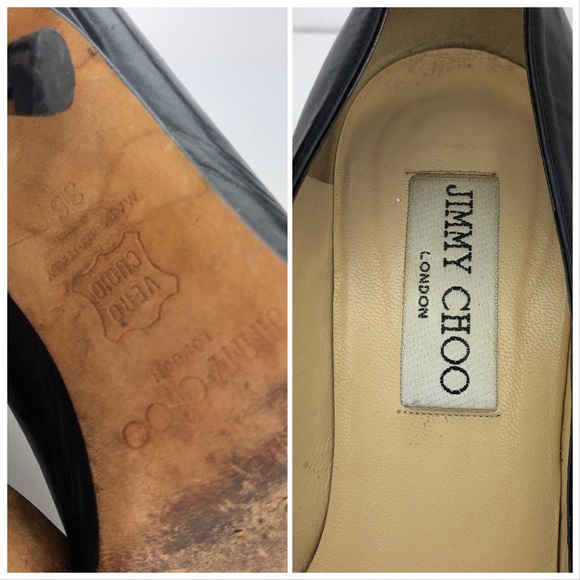 Jimmy Choo Black Smooth Leather Pointy Toe Pumps - Picture 7 of 8